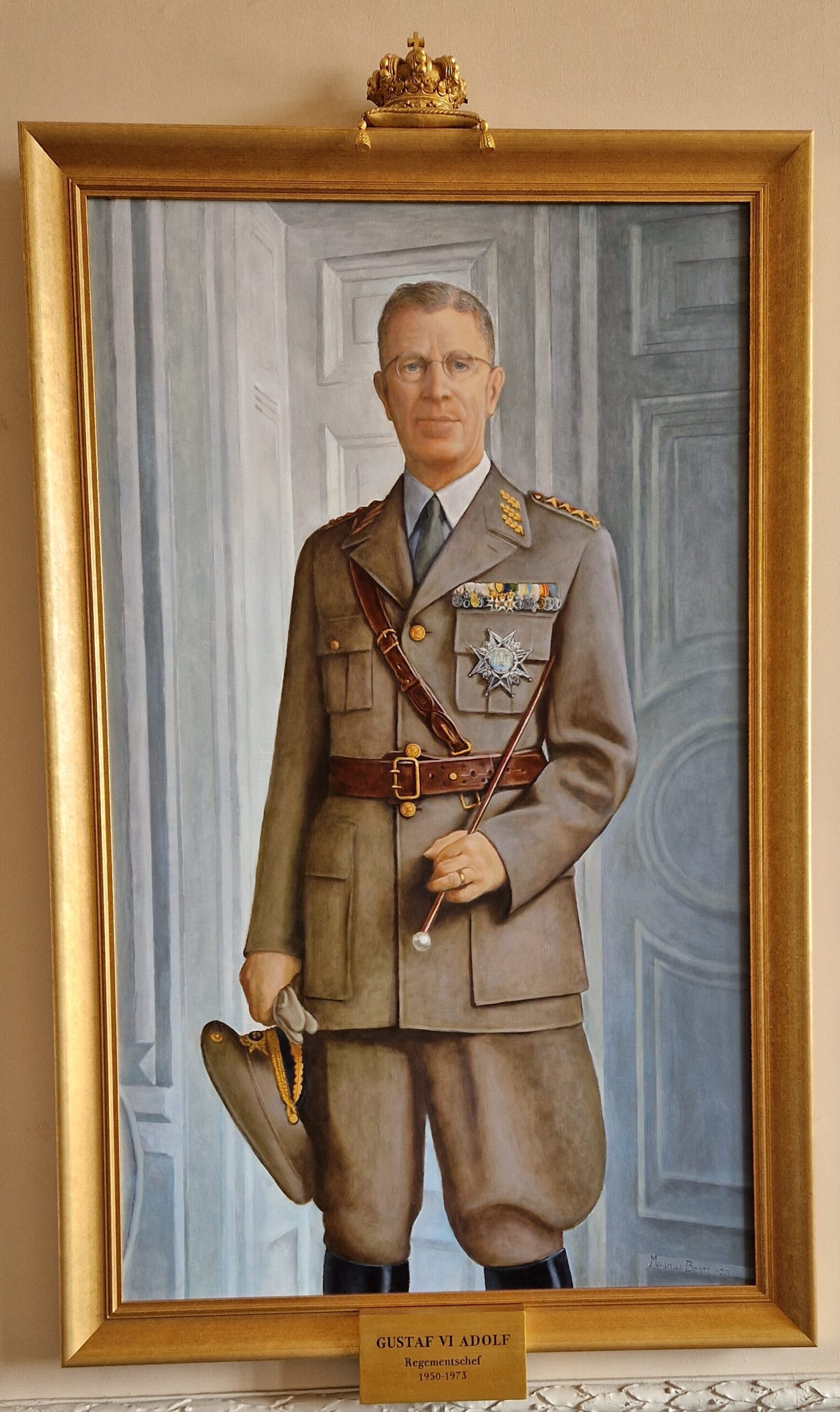 Porträtt av konung Gustaf VI Adolf, målat av Magnus Bratt